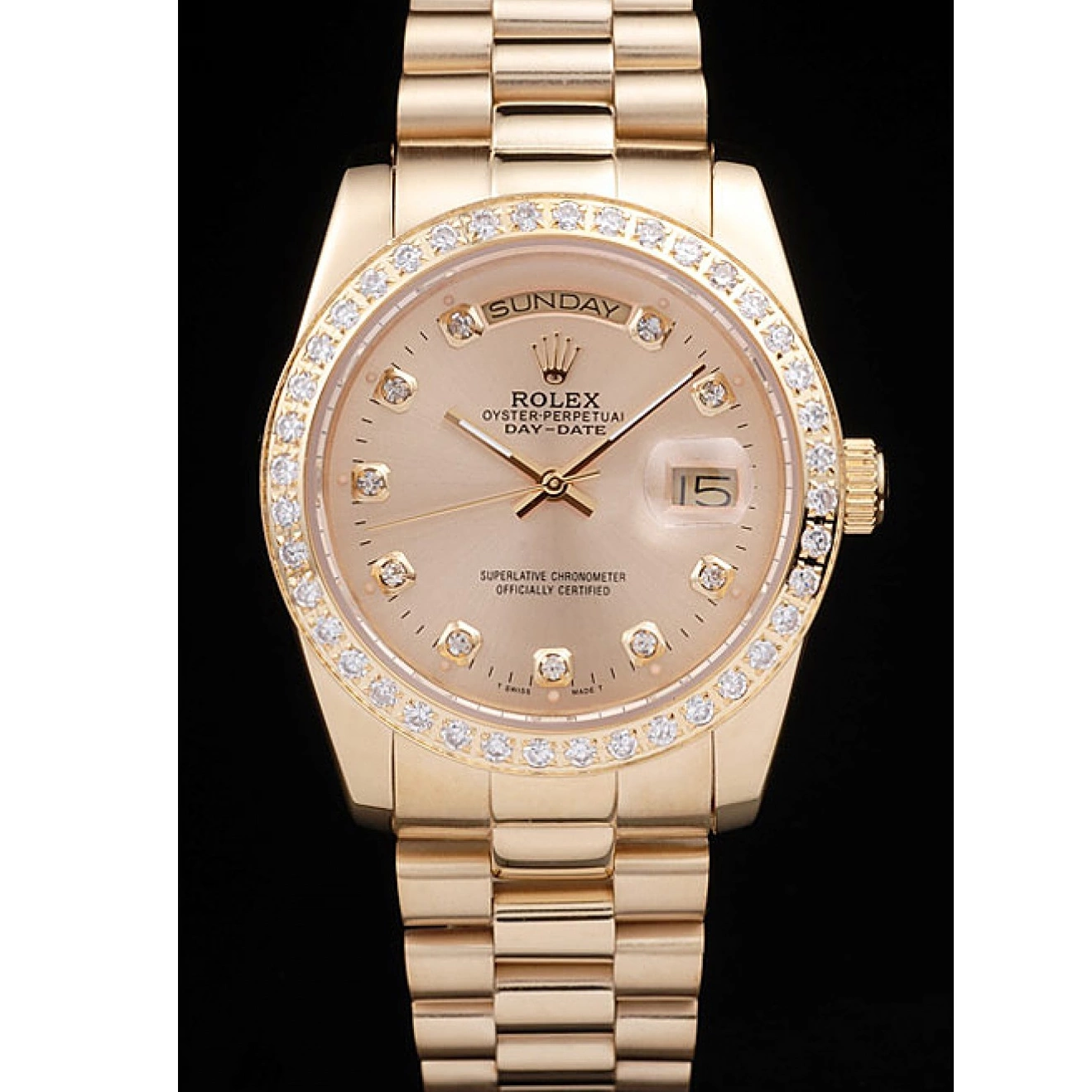 Aaa fake watches Dial Day-Date Rolex Gold Gold Yellow 18k Stainless Steel Plated 0730